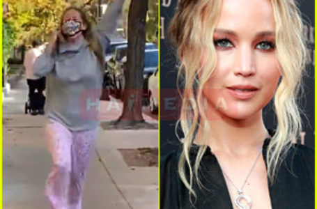 Jennifer Lawrence menari bahagia di dpan rumahnya atas kemenangan Biden- Kamala | foto: istimewa