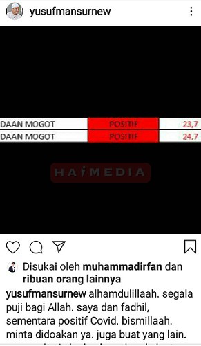  Ustaz Yusuf Mansur Positif Covid-19