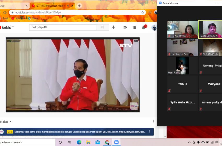 Presiden Joko Widodo saat perayaan HUT ke-48 PDIP melalui live zoom meeting