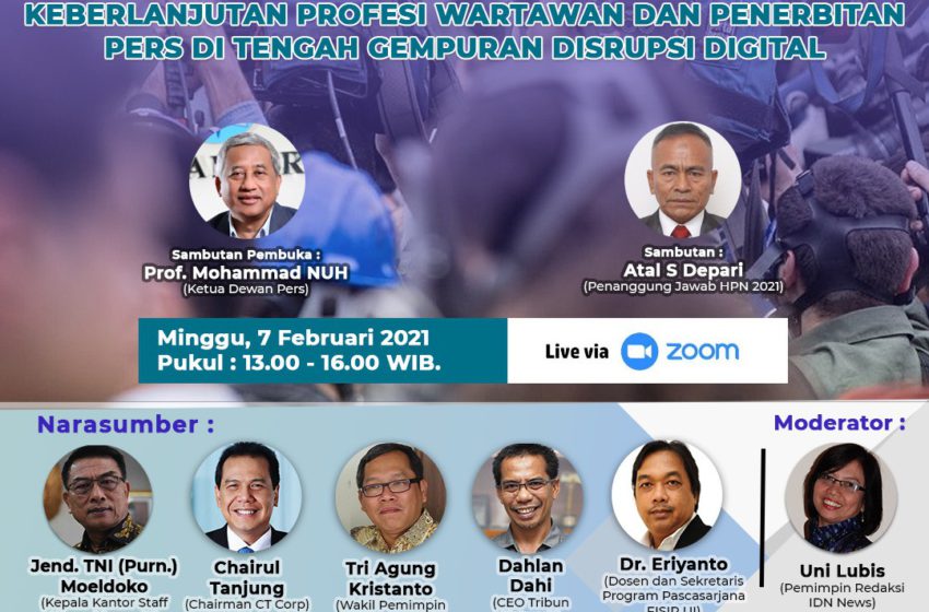  Peringatan Hari Pers Nasional Dimulai dengan Webinar Jurnalistik Berkualitas